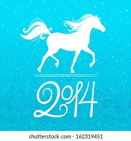 new year card with a symbol of the coming year - the horse 