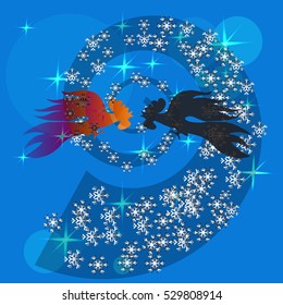 New year card template. Abstract rooster