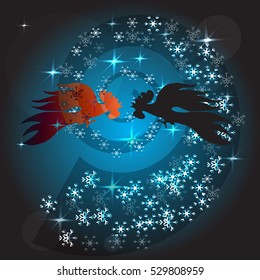 New year card template. Abstract rooster