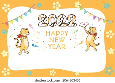 Plantilla de tarjeta de Año Nuevo. Carácter tigre lindo.