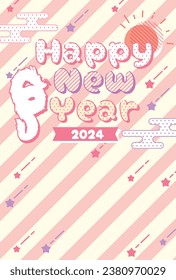 New Year card template. Pop New Year. 
