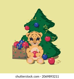 Tarjeta de año nuevo con tigre