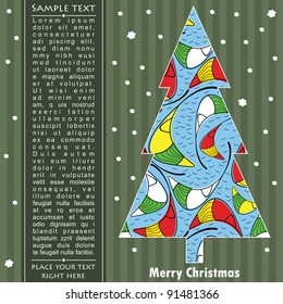 New year card with tree