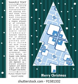 New year card with tree