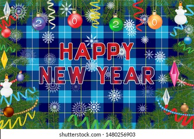 New Year card using McKerrell clan tartan image. Imitation of tartan weaving 