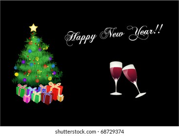 New Year card - vector