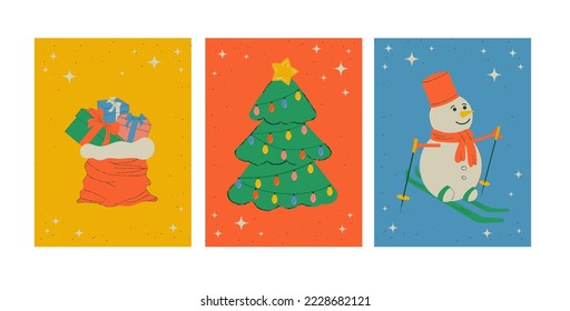 Tarjetas de Año Nuevo. Navidad. Diseño de vectores. Postal. Tarjeta de regalo.