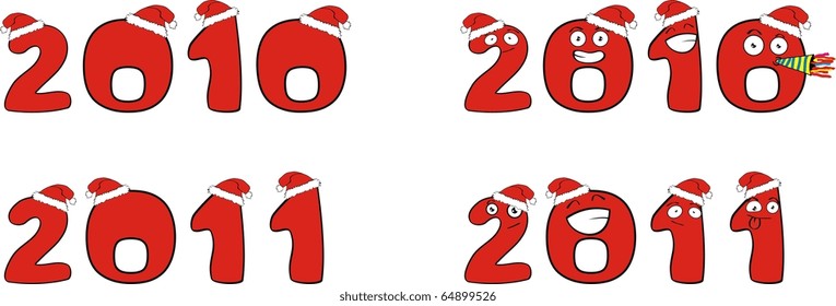 new year cartoon numbers in vector format