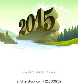New year carved on a mountain 
