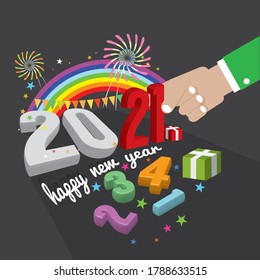 New Year Celebrate 2021 Vector Illustration.