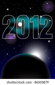 New Year Celebration 2012 Background - Night Sky and 2012 Sign