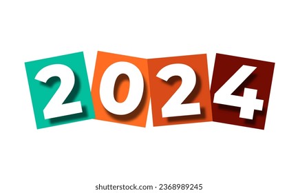 new year celebration 2024 colorful style isolated on white background for poster or banner template design