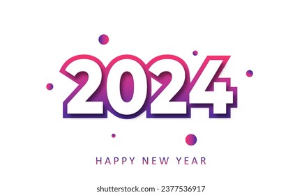 new year celebration 2024 style papercut number in colorful background