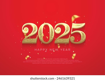 New Year Celebration 2025. Classic numbers dressed in modern colors and textures. New Year 2025 celebration design. Minimalist trendy background for branding, banners, covers and cards.