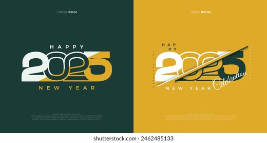 New Year Celebration 2025. Premium Vector Design with color concept combined with tilted position. Design for merry christmas.