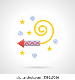 New Year celebration accessories. Colorful fireworks. Flat color style vector icon. Single web design elements for business, app, website.