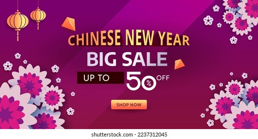 new year celebration design concept. Lunar New Year special sale up to 50%. massive discount. lunar new year edition. chinese new year shopping concept