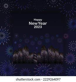 new year celebration event with night city background for social media