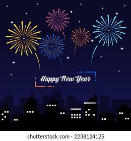 Celebración de Año Nuevo con fuegos artificiales