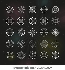 new year celebration fireworks vector design set