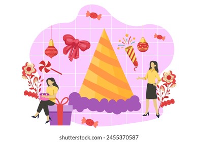 Nuevo Año De Celebración Ilustración De Diseño Plano