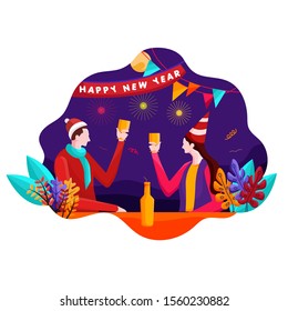 New year celebration flat illustration