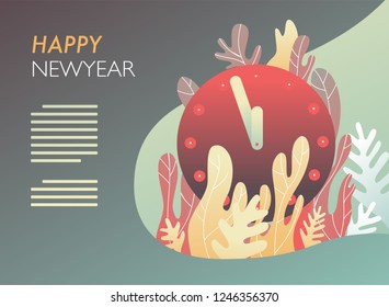 New Year Celebration  . Flat Vintage Vector illustration