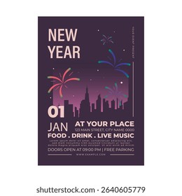 New year celebration flyer poster template design art