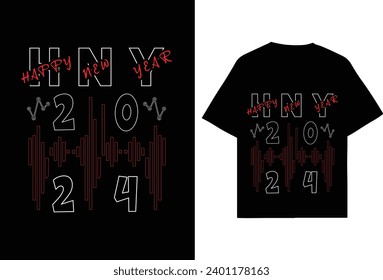 New Year celebration Happy New Year, New Year 2024 | Typography style t-shirt design | male and female t-shirt, Colourful t-shirt design.