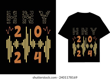 Neujahrsfeier Frohes neues Jahr, Neujahr 2024 | T-Shirt-Design im Typografie-Stil | männliches und weibliches T-Shirt, Farbiges T-Shirt-Design.