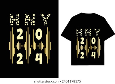 Neujahrsfeier Frohes neues Jahr, Neujahr 2024 | T-Shirt-Design im Typografie-Stil | männliches und weibliches T-Shirt, Farbiges T-Shirt-Design.