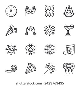 new year celebration icon set