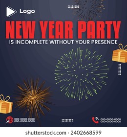 New year celebration party instagram stories instagram and facebook story template | Happy new year party flyer celebration with instagram stories instagram and facebook story template | New year 2024