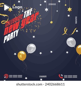 New year celebration party instagram stories instagram and facebook story template | Happy new year party flyer celebration with instagram stories instagram and facebook story template | New year 2024