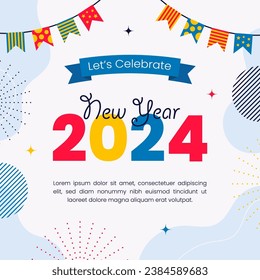 New Year Celebration Post for Social Media Post or Square Background Template