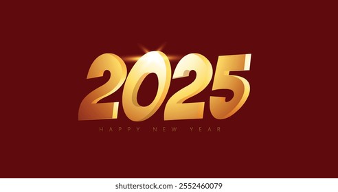 New Year Celebration Poster With Gold Ornaments on Vibrant Red Background. Perfect for promoting New Year events or celebrations with a luxurious and elegant theme.