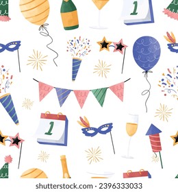 New Year Celebration Seamless Pattern