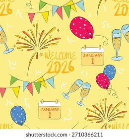 Fondo inconsútil del modelo del Vector de la celebración del año Nuevo