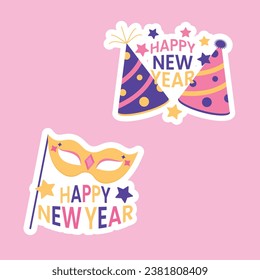 New Year Celebration theme vector art. Decoration in simple art style