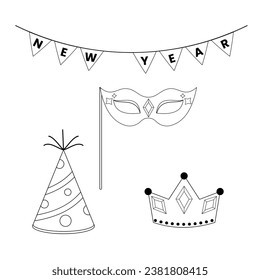 Tema de celebración de Año Nuevo arte vectorial. Decoración en estilo de arte simple