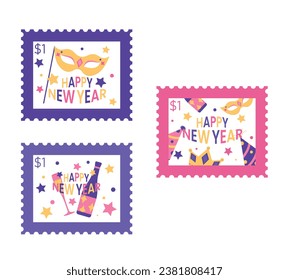 New Year Celebration theme vector art. Decoration in simple art style