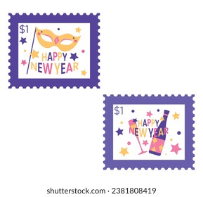 New Year Celebration theme vector art. Decoration in simple art style