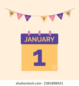 New Year Celebration theme vector art. Decoration in simple art style