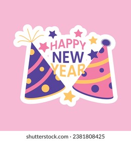 New Year Celebration theme vector art. Decoration in simple art style