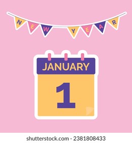 New Year Celebration theme vector art. Decoration in simple art style
