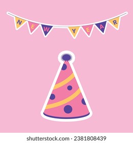 New Year Celebration theme vector art. Decoration in simple art style