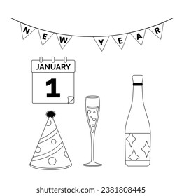 New Year Celebration theme vector art. Decoration in simple art style