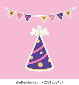 New Year Celebration theme vector art. Decoration in simple art style