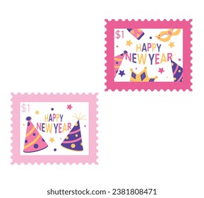 New Year Celebration theme vector art. Decoration in simple art style