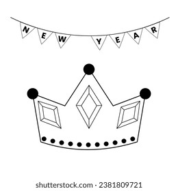 New Year Celebration theme vector art. Decoration in simple art style